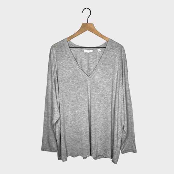 Vince Plus Size Drop Shoulder V-Neck Tee Grey Size XXXL NEW - Picture 1 of 4